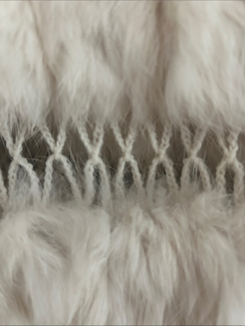 BCBGMaxAzria Cream Rabbit Fur Open-Front Teddy Jacket - Picture 3 of 4